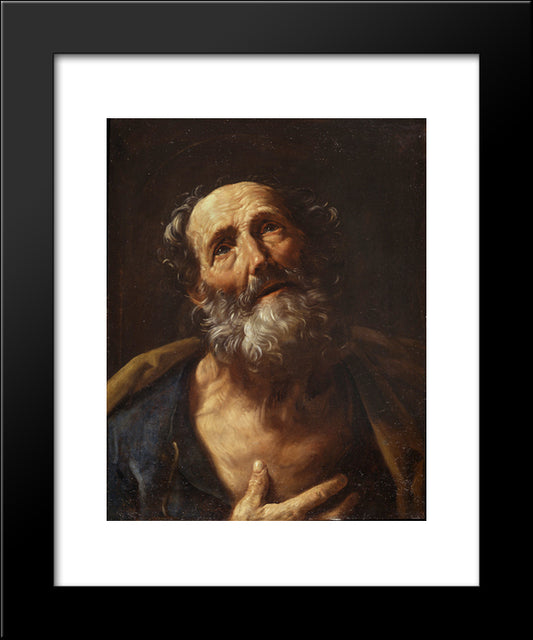 St. Peter Penitent 20x24 Black Modern Wood Framed Art Print Poster by Reni, Guido