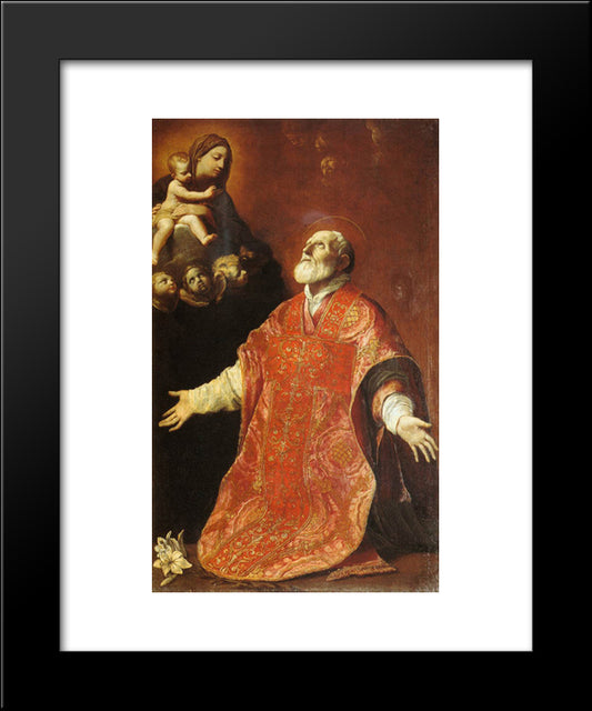 St Filippo Neri In Ecstasy 20x24 Black Modern Wood Framed Art Print Poster by Reni, Guido