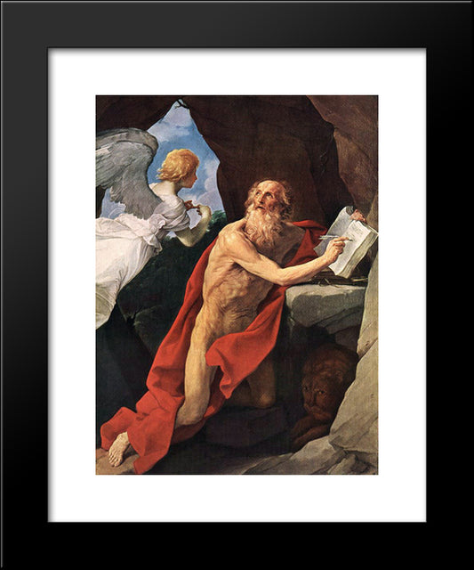 St Jerome 20x24 Black Modern Wood Framed Art Print Poster by Reni, Guido