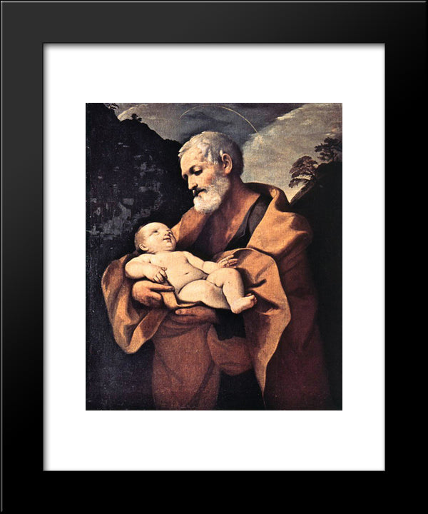 St Joseph 20x24 Black Modern Wood Framed Art Print Poster by Reni, Guido