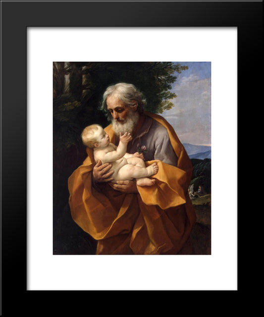 St Joseph With The Infant Jesus 20x24 Black Modern Wood Framed Art Print Poster by Reni, Guido