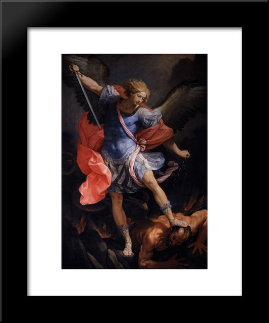 The Archangel Michael Defeating Satan 20x24 Black Modern Wood Framed Art Print Poster by Reni, Guido