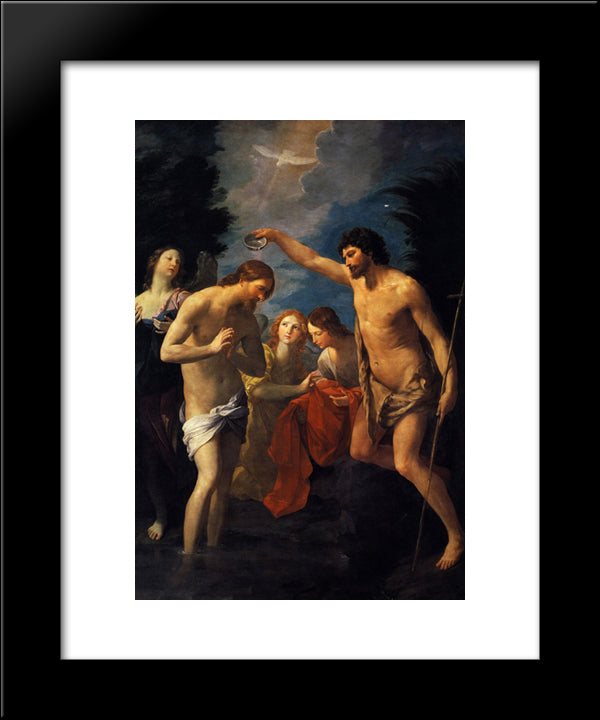 The Baptism Of Christ 20x24 Black Modern Wood Framed Art Print Poster by Reni, Guido