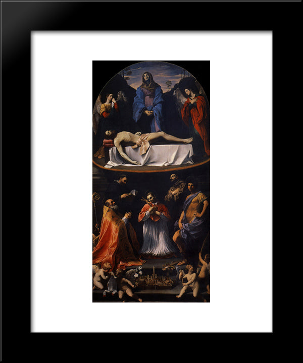 The Mendicantini Pieta 20x24 Black Modern Wood Framed Art Print Poster by Reni, Guido