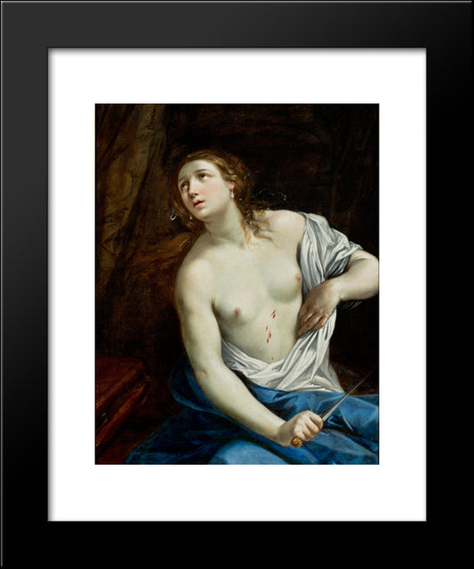 The Suicide Of Lucretia 20x24 Black Modern Wood Framed Art Print Poster by Reni, Guido