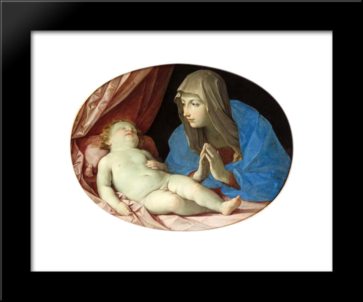 Virgin And Child Adoring 20x24 Black Modern Wood Framed Art Print Poster by Reni, Guido