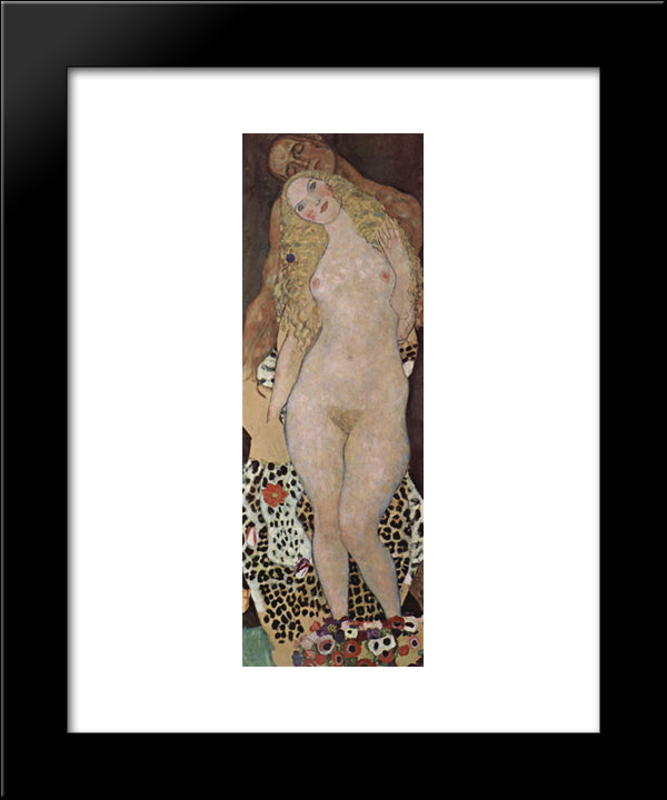Adam And Eva (Unfinished) 20x24 Black Modern Wood Framed Art Print Poster by Klimt, Gustav