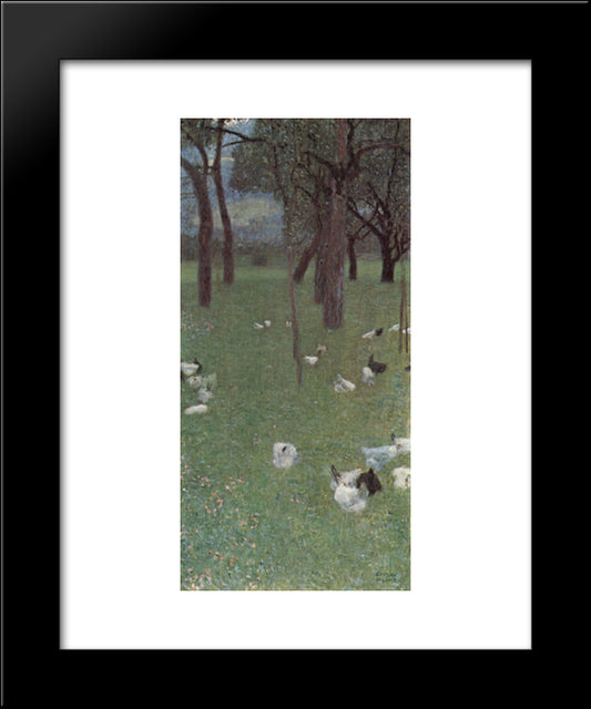 After The Rain (Garden With Chickens In St. Agatha) 20x24 Black Modern Wood Framed Art Print Poster by Klimt, Gustav