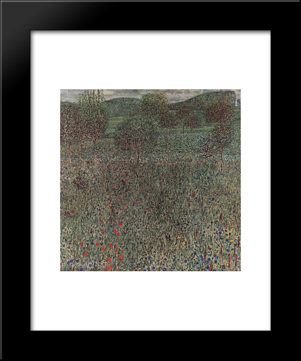 Blooming Field 20x24 Black Modern Wood Framed Art Print Poster by Klimt, Gustav