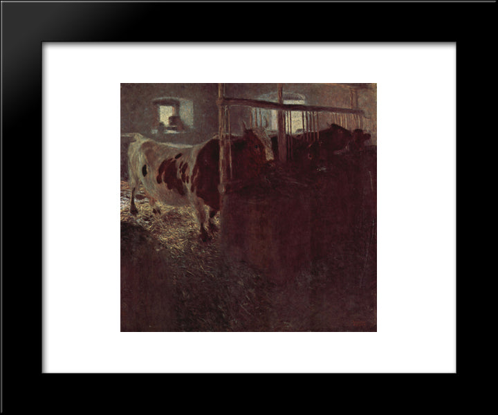 Cows In The Barn 20x24 Black Modern Wood Framed Art Print Poster by Klimt, Gustav