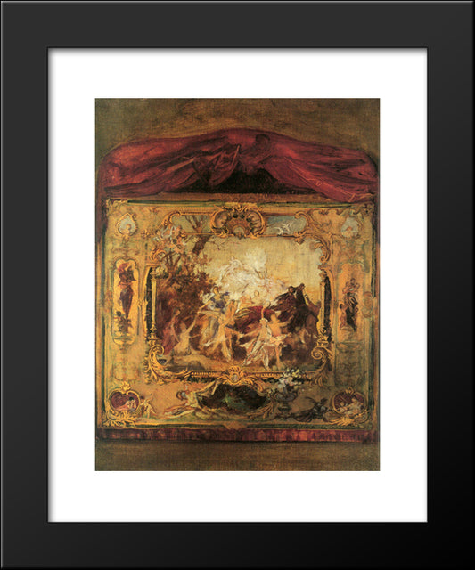 Draft Of A Theater Curtain 20x24 Black Modern Wood Framed Art Print Poster by Klimt, Gustav