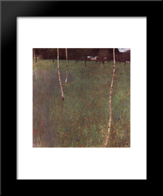 Farmhouses With Birch Trees 20x24 Black Modern Wood Framed Art Print Poster by Klimt, Gustav