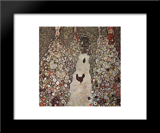 Garden With Roosters 20x24 Black Modern Wood Framed Art Print Poster by Klimt, Gustav