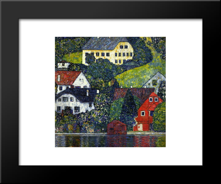 Houses At Unterach On The Attersee 20x24 Black Modern Wood Framed Art Print Poster by Klimt, Gustav