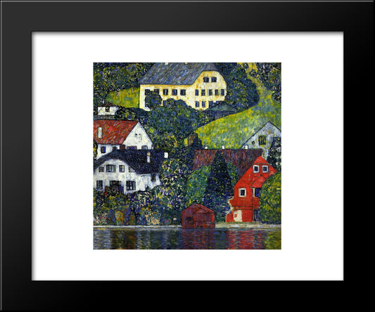 Houses At Unterach On The Attersee 20x24 Black Modern Wood Framed Art Print Poster by Klimt, Gustav