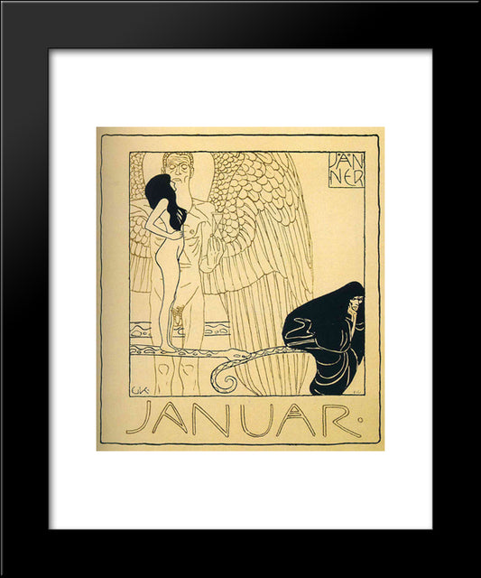Januar 20x24 Black Modern Wood Framed Art Print Poster by Klimt, Gustav