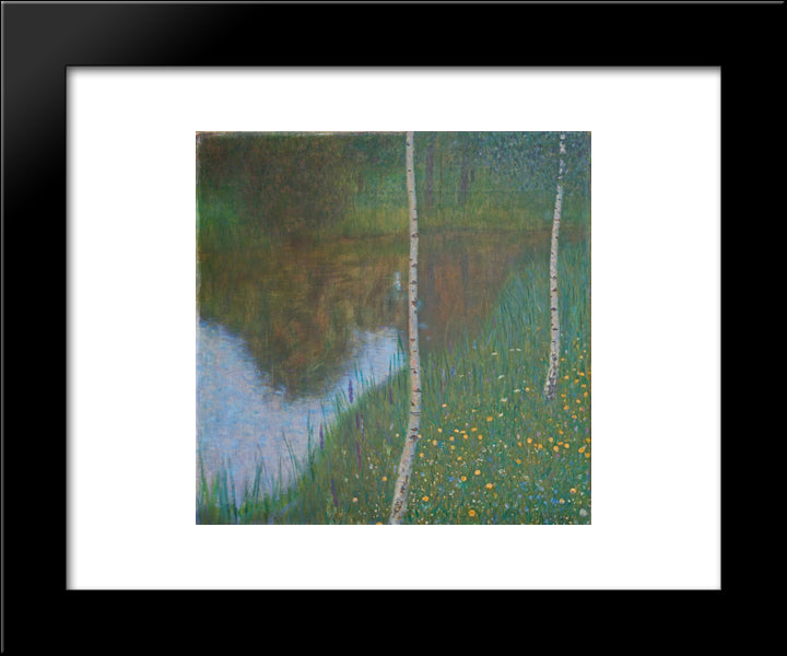 Lakeside With Birch Trees 20x24 Black Modern Wood Framed Art Print Poster by Klimt, Gustav