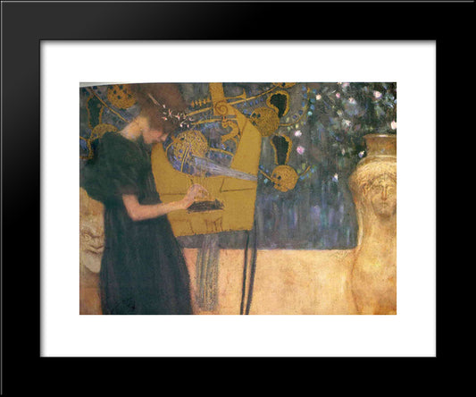 Music 20x24 Black Modern Wood Framed Art Print Poster by Klimt, Gustav