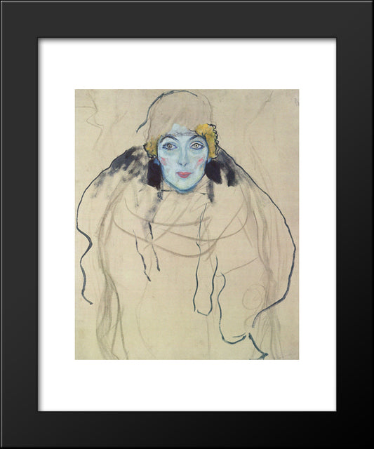 Portrait Of A Lady (Unfinished) 20x24 Black Modern Wood Framed Art Print Poster by Klimt, Gustav