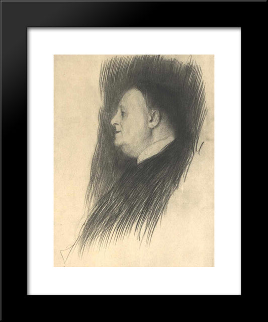 Portrait Of A Man Heading Left 20x24 Black Modern Wood Framed Art Print Poster by Klimt, Gustav