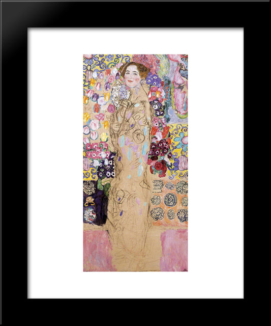 Portrait Of Maria Munk (Unfinished) 20x24 Black Modern Wood Framed Art Print Poster by Klimt, Gustav