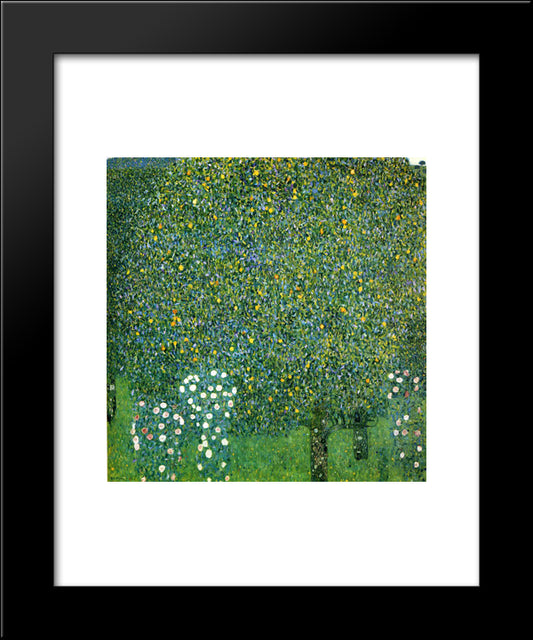 Roses Under The Trees 20x24 Black Modern Wood Framed Art Print Poster by Klimt, Gustav