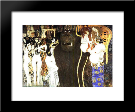The Beethoven Frieze The Hostile Powers. Left Part, Detail 20x24 Black Modern Wood Framed Art Print Poster by Klimt, Gustav
