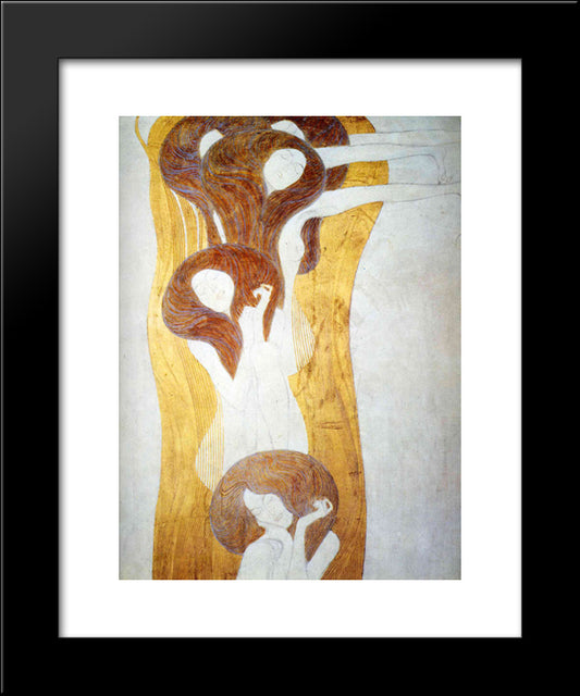 The Beethoven Frieze The Longing For Happiness Finds Repose In Poetry. Right Wall, Detail 20x24 Black Modern Wood Framed Art Print Poster by Klimt, Gustav