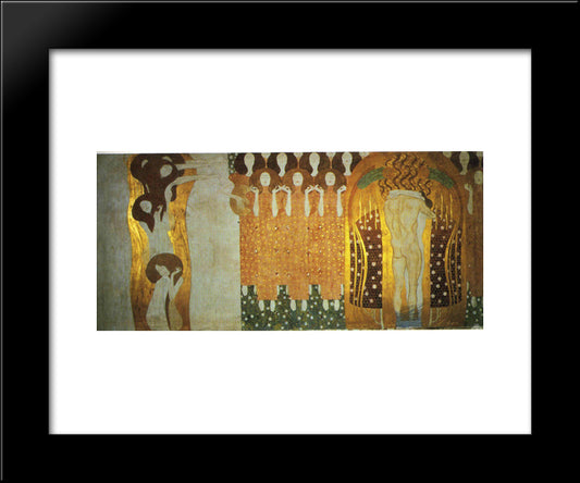 The Beethoven Frieze The Longing For Happiness Finds Repose In Poetry. Right Wall 20x24 Black Modern Wood Framed Art Print Poster by Klimt, Gustav