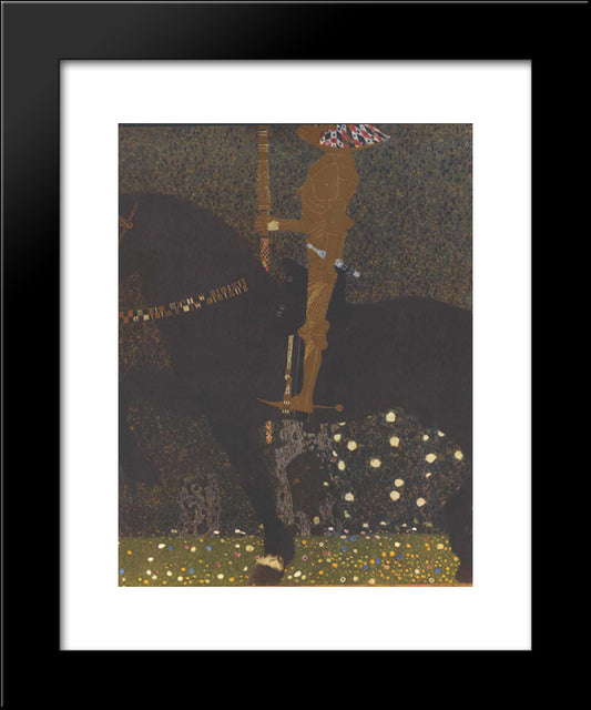 The Golden Knight 20x24 Black Modern Wood Framed Art Print Poster by Klimt, Gustav