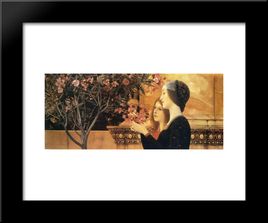 Two Girls With An Oleander 20x24 Black Modern Wood Framed Art Print Poster by Klimt, Gustav