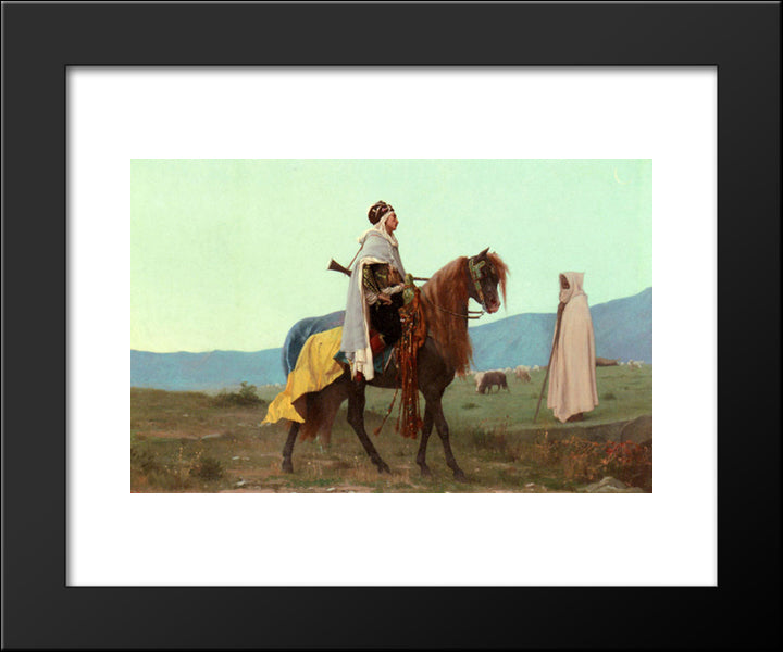 An Arab Horseman 20x24 Black Modern Wood Framed Art Print Poster by Boulanger, Gustave