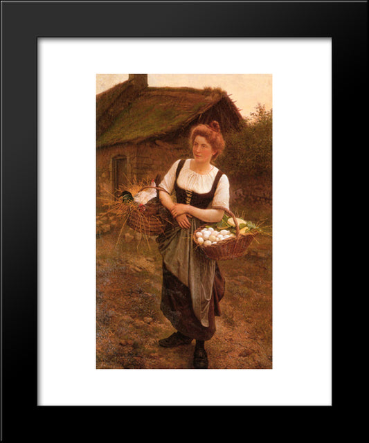 The Farm Girl 20x24 Black Modern Wood Framed Art Print Poster by Boulanger, Gustave