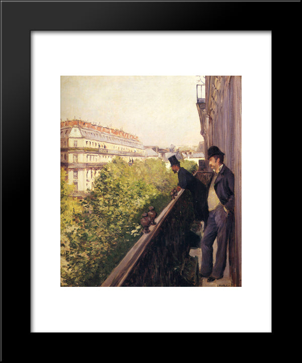 A Balcony, Boulevard Haussmann 20x24 Black Modern Wood Framed Art Print Poster by Caillebotte, Gustave