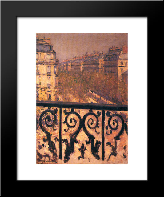 A Balcony In Paris 20x24 Black Modern Wood Framed Art Print Poster by Caillebotte, Gustave