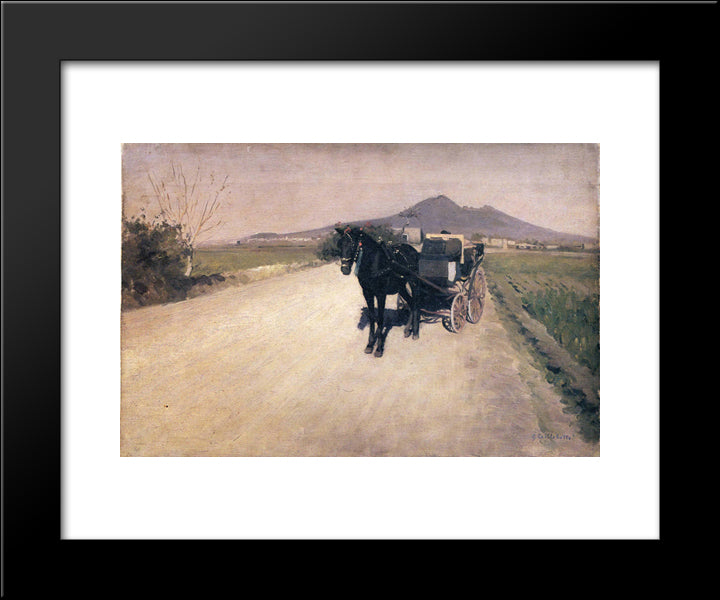 A Road In Naples 20x24 Black Modern Wood Framed Art Print Poster by Caillebotte, Gustave