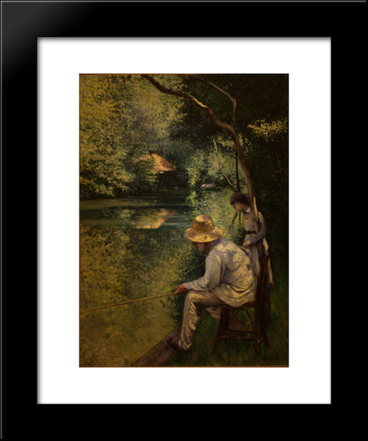 Angling 20x24 Black Modern Wood Framed Art Print Poster by Caillebotte, Gustave