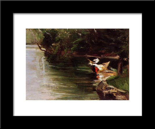 Banks Of The Yerres 20x24 Black Modern Wood Framed Art Print Poster by Caillebotte, Gustave