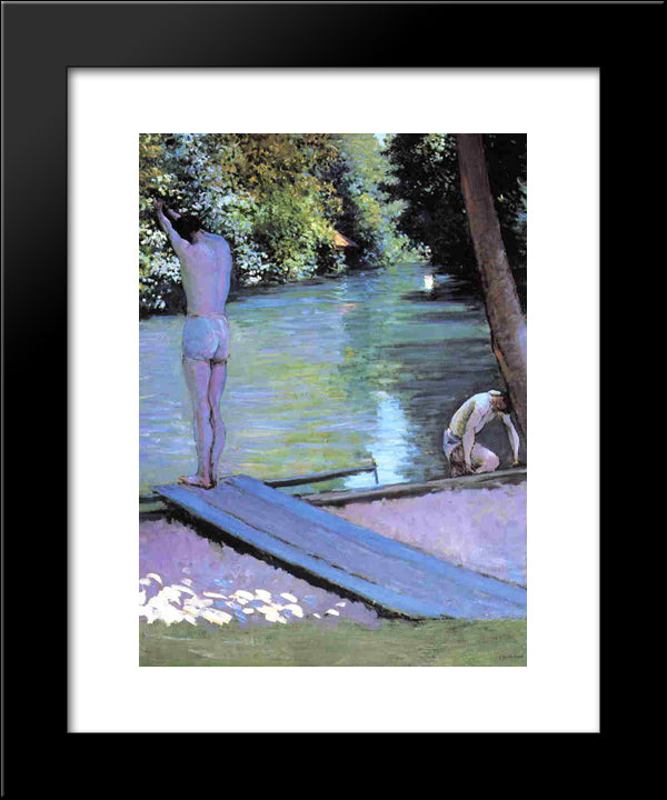 Bather Preparing To Dive 20x24 Black Modern Wood Framed Art Print Poster by Caillebotte, Gustave