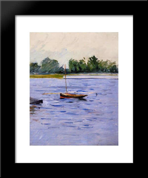 Boat At Anchor On The Seine 20x24 Black Modern Wood Framed Art Print Poster by Caillebotte, Gustave