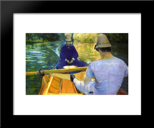 Boaters On The Yerres 20x24 Black Modern Wood Framed Art Print Poster by Caillebotte, Gustave