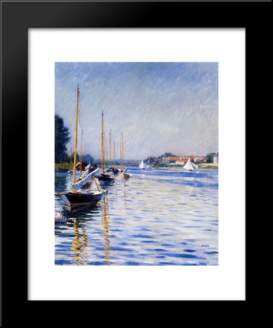 Boats On The Seine 20x24 Black Modern Wood Framed Art Print Poster by Caillebotte, Gustave