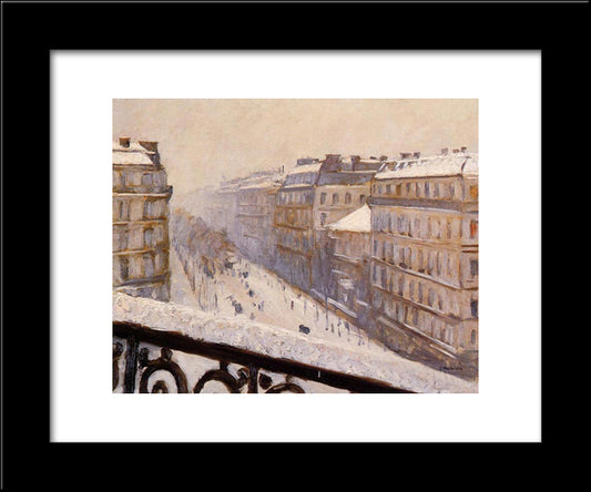 Boulevard Haussmann In The Snow 20x24 Black Modern Wood Framed Art Print Poster by Caillebotte, Gustave