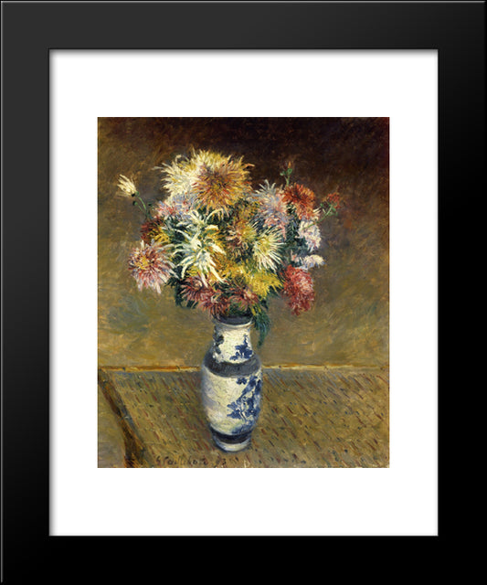 Chrysanthemums In A Vase 20x24 Black Modern Wood Framed Art Print Poster by Caillebotte, Gustave