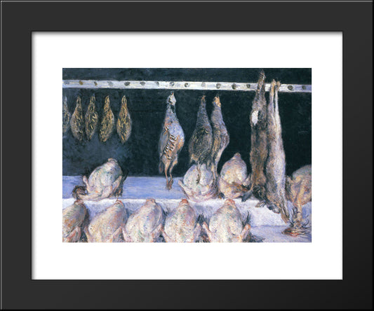 Display Of Chickens And Game Birds 20x24 Black Modern Wood Framed Art Print Poster by Caillebotte, Gustave