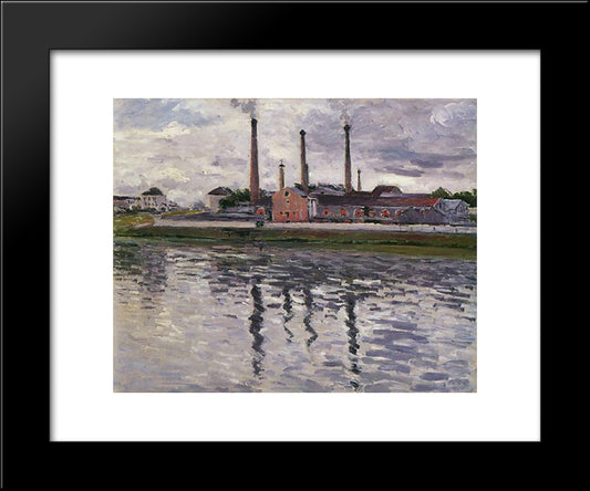 Factories At Argenteuil 20x24 Black Modern Wood Framed Art Print Poster by Caillebotte, Gustave