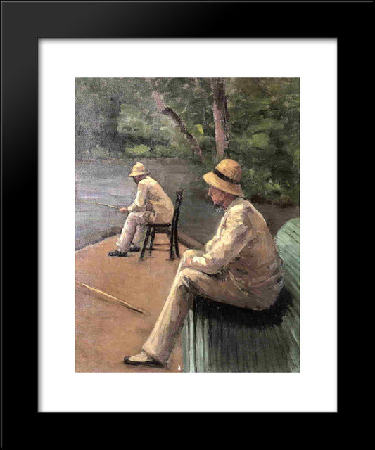 Fishermen On The Banks Of The Yerres 20x24 Black Modern Wood Framed Art Print Poster by Caillebotte, Gustave