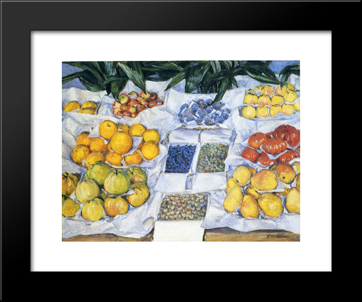 Fruit Displayed On A Stand 20x24 Black Modern Wood Framed Art Print Poster by Caillebotte, Gustave