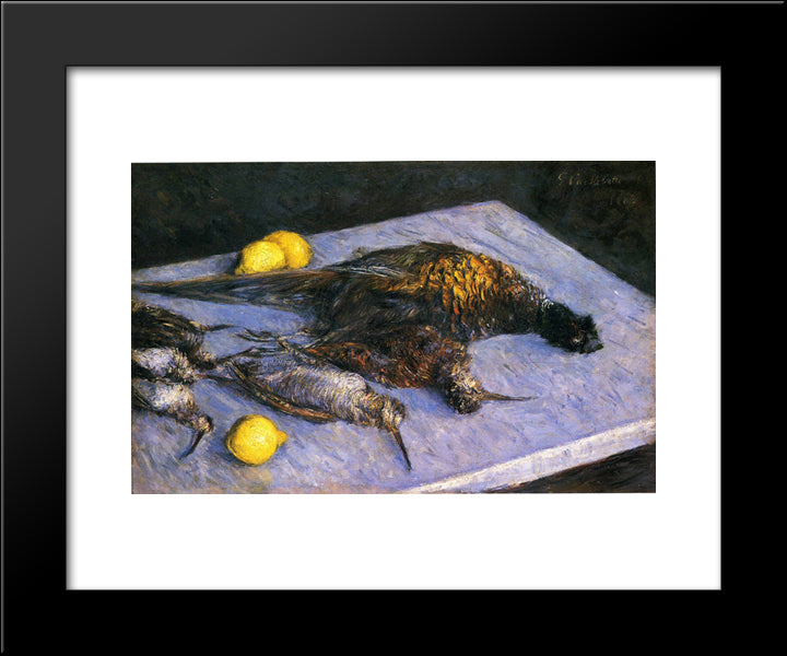 Game Birds And Lemons 20x24 Black Modern Wood Framed Art Print Poster by Caillebotte, Gustave