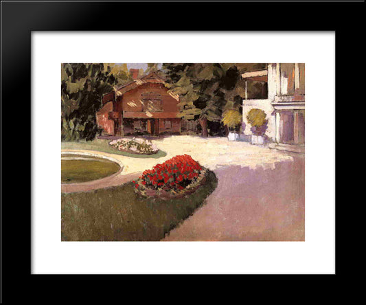 Garden At Yerres 20x24 Black Modern Wood Framed Art Print Poster by Caillebotte, Gustave